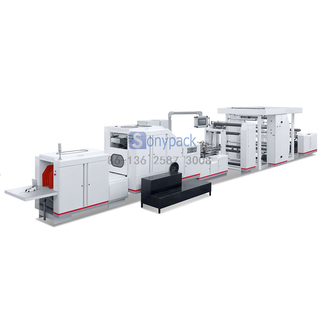 Square Bottom Food Paper Bag Making Machine With 2 Colors Printing. (SBR-180)