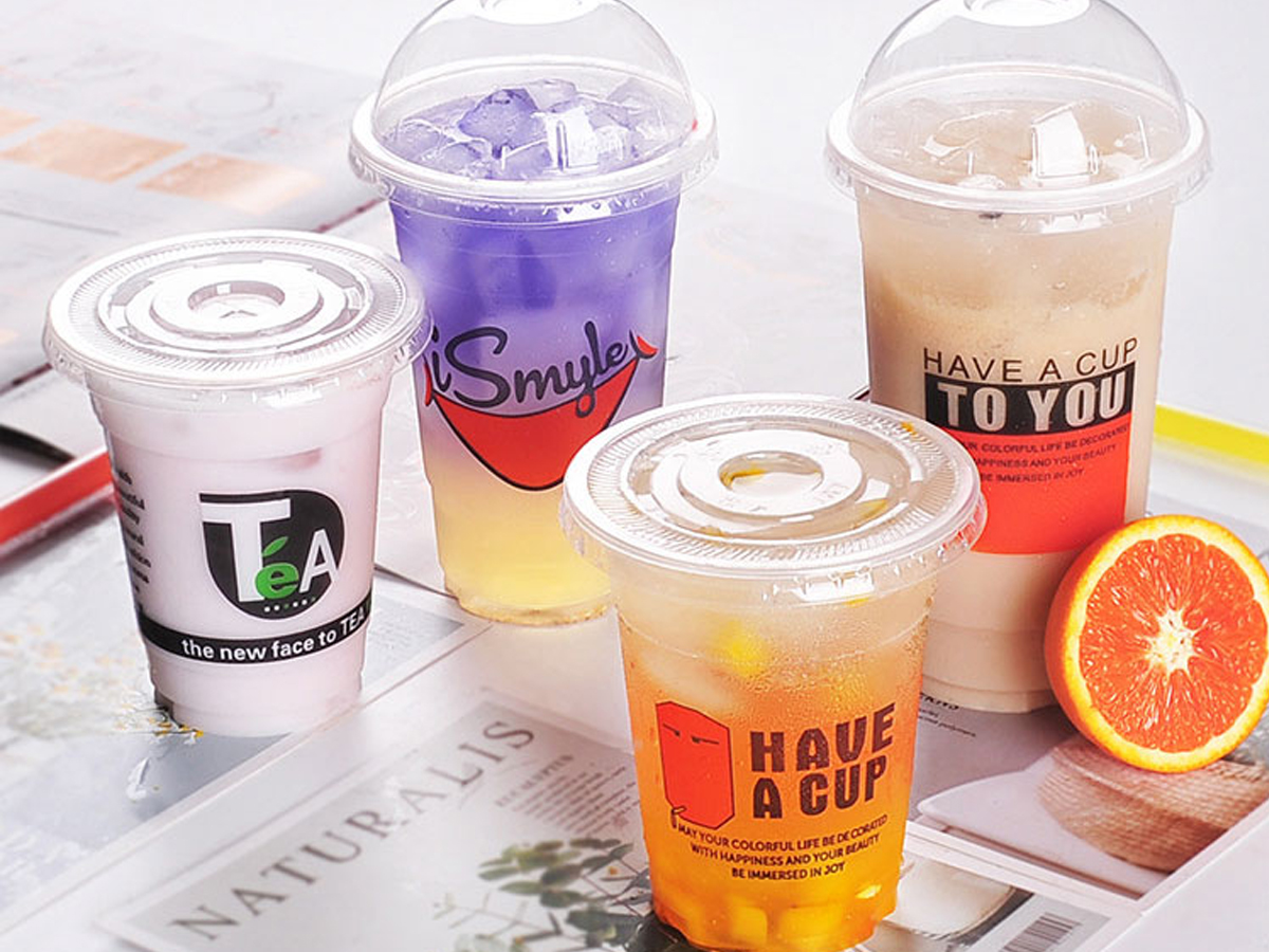 Biodegradable Recycled Disposable Plastic Airline Drinking Pet Plastic Cups Four Colors Cup Printing Machine 