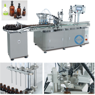 Automatic essential oil injection liquid glass bottle filling and capping machine